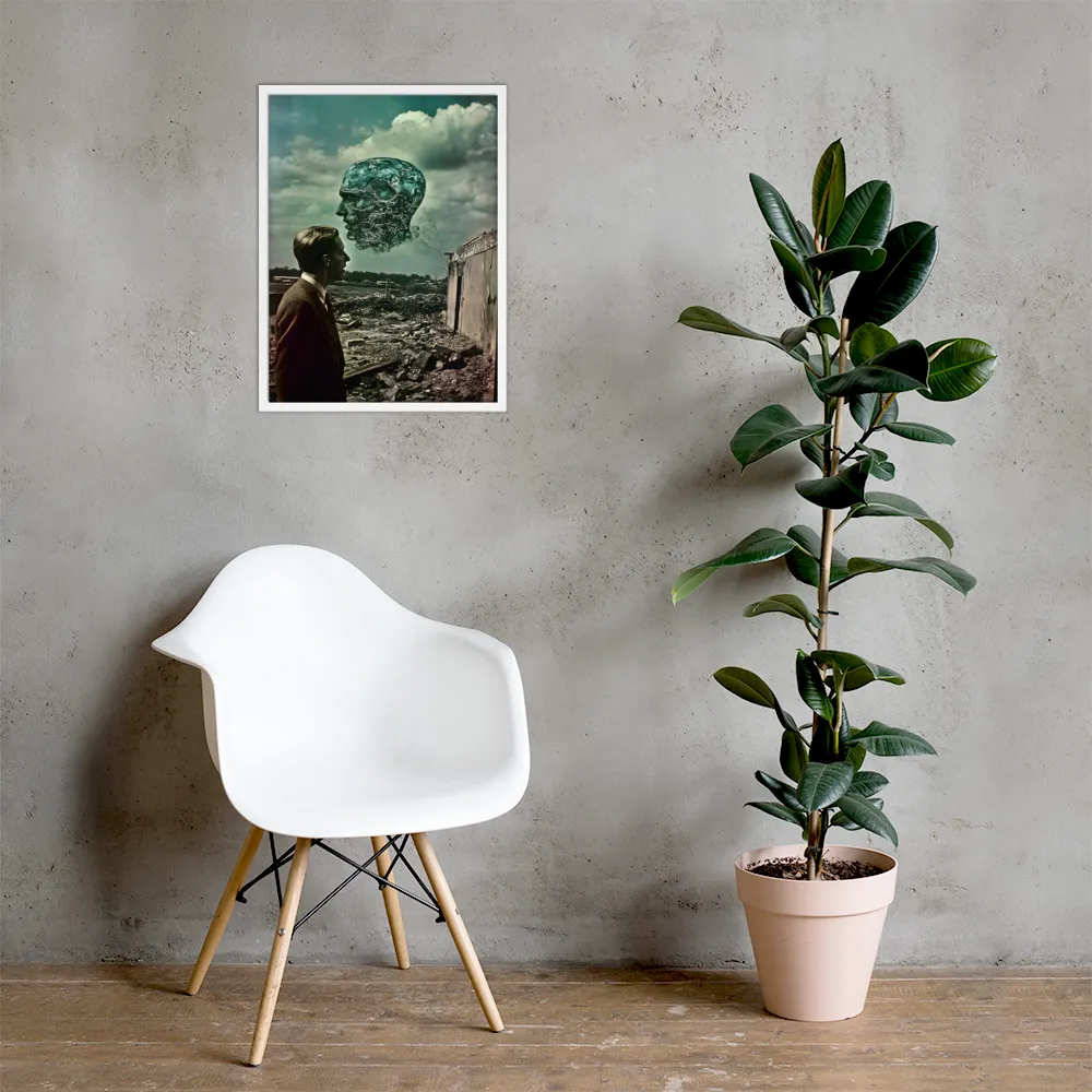 Ethereal Reflections: Identity in a Fragmented World | Poster with White Frame | 18″×24″
