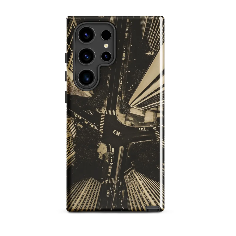 Urban Symphony: Aerial Perspective of City Life | Phone Case |  S24 Ultra | Tough Case | Glossy