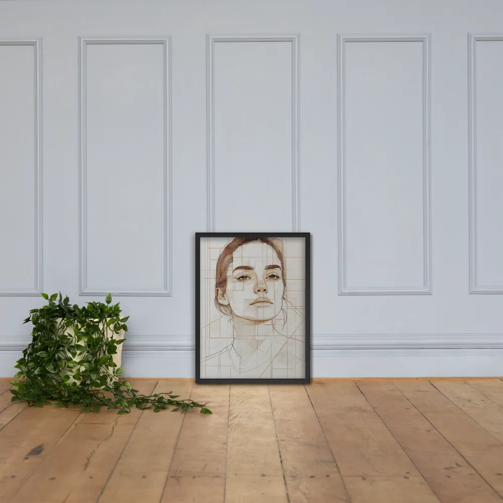 Geometric Serenity: A Minimalist Portrait | Poster with Black Frame | 18″×24″