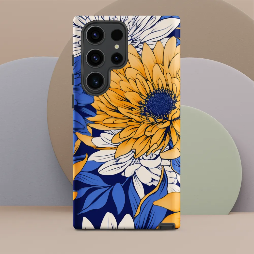 Floral Harmony in Blue and Yellow