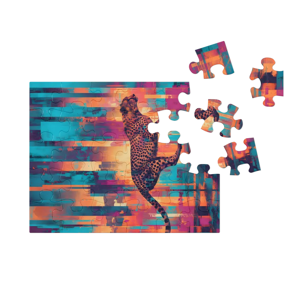 Prismatic Cheetah 
 Jigsaw Puzzle in Tin Box