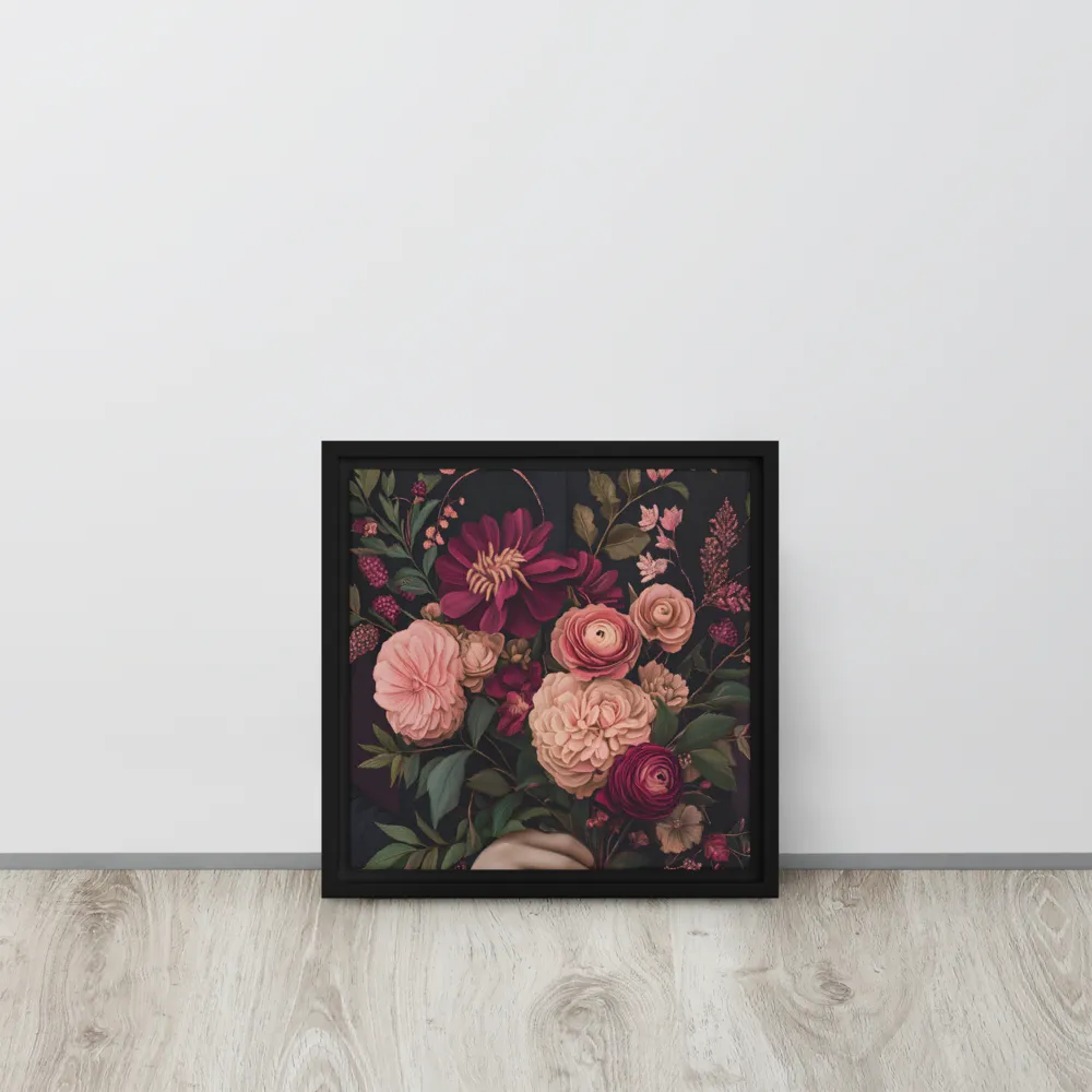 Botanical Elegance | Canvas with Black Frame | 12″×12″