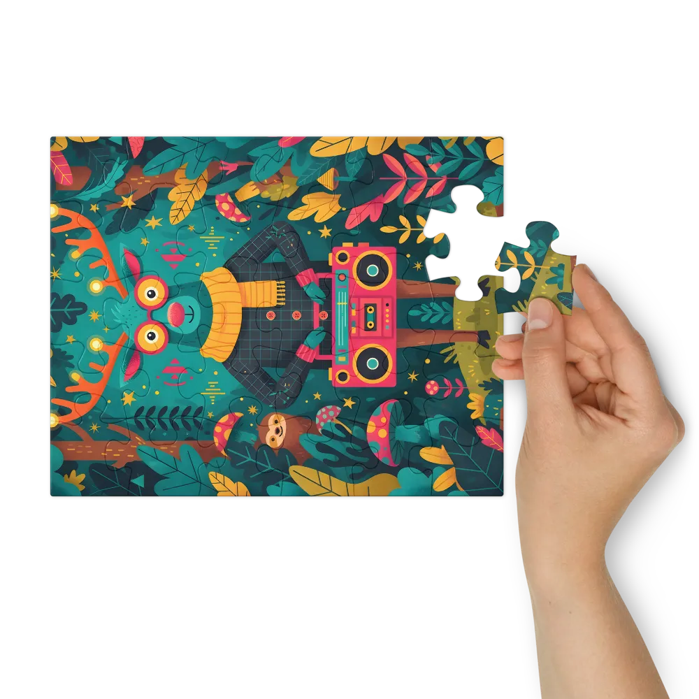 Boombox Deer 
 Jigsaw Puzzle in Tin Box