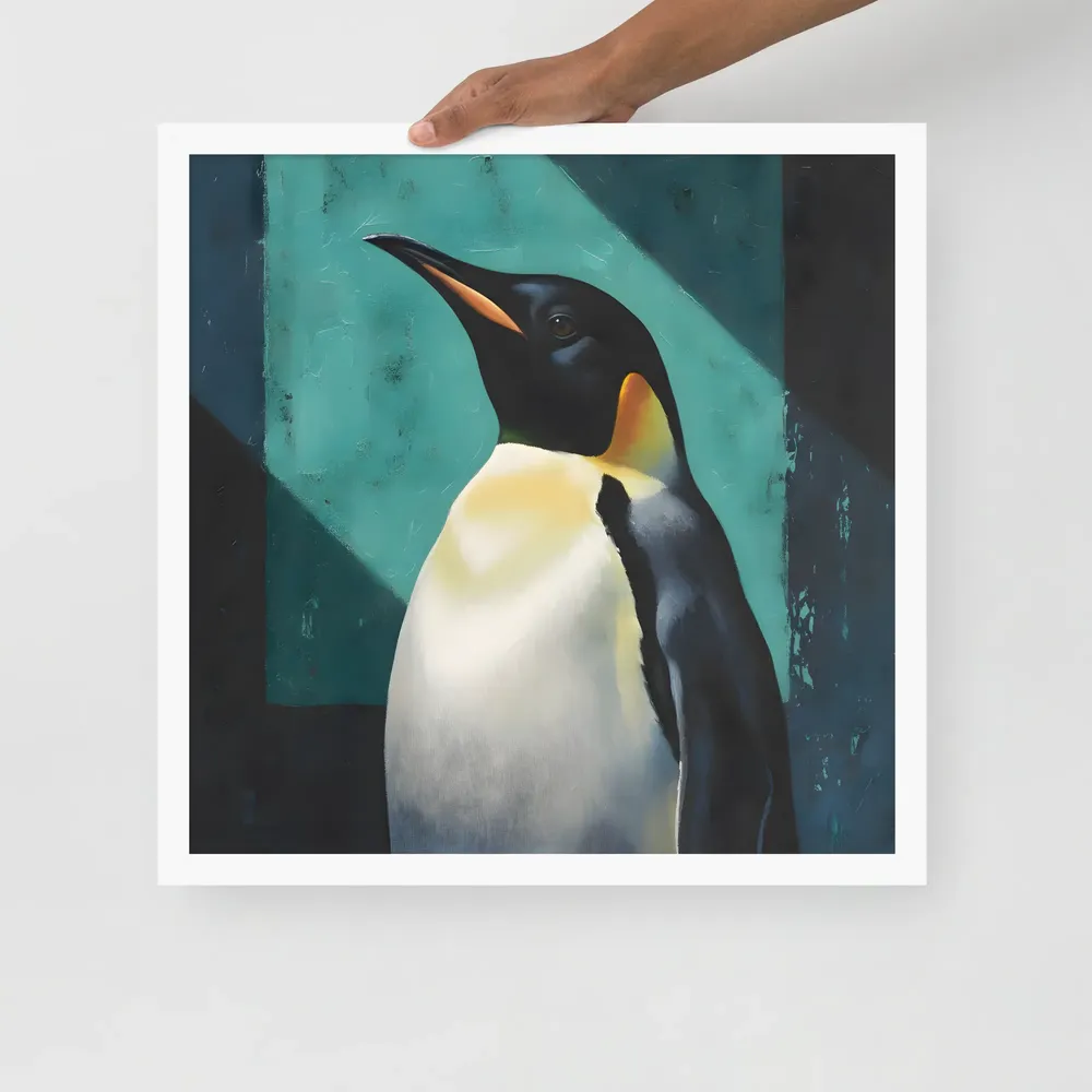 Regal Penguin 
 Poster with White Frame | 18″x 18″