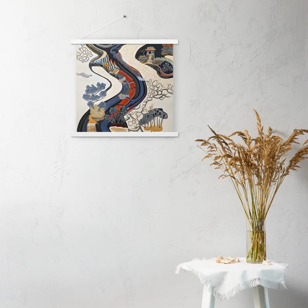 Flow of Tranquility | Poster With White Wood Hanger | 18″×18″