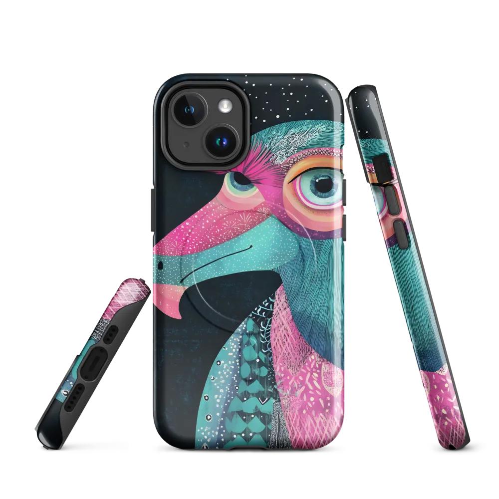 Whimsical Vulture: A Dance of Colors | Phone Case |  14 | MagSafe® Tough Case | Glossy