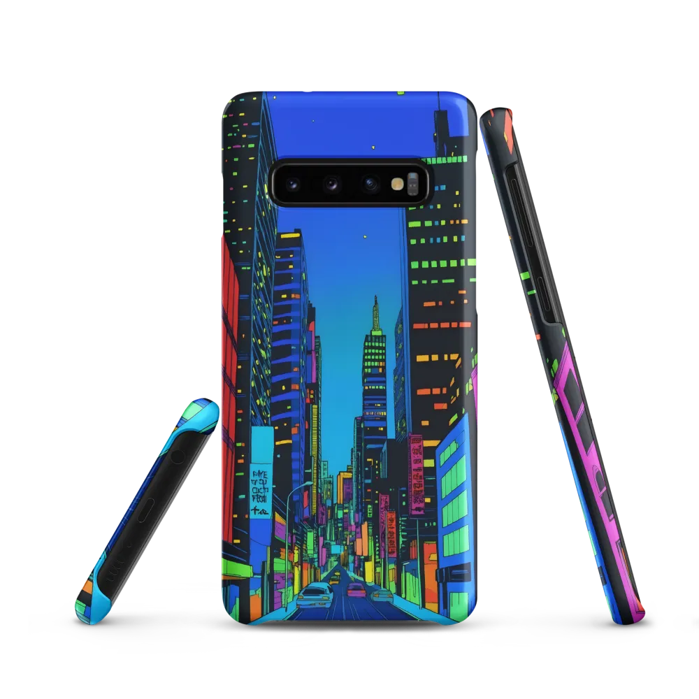 Neon Dreamscape: A Futuristic City at Dusk | Phone Case |  S10 | Snap Case | Matte