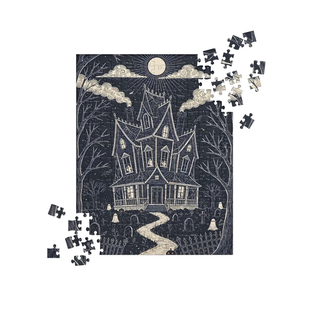 Moonlit Haunted House 
 Jigsaw Puzzle