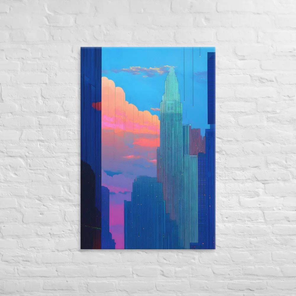 Twilight Reflections: A Digital Cityscape | Canvas | 32″×48″