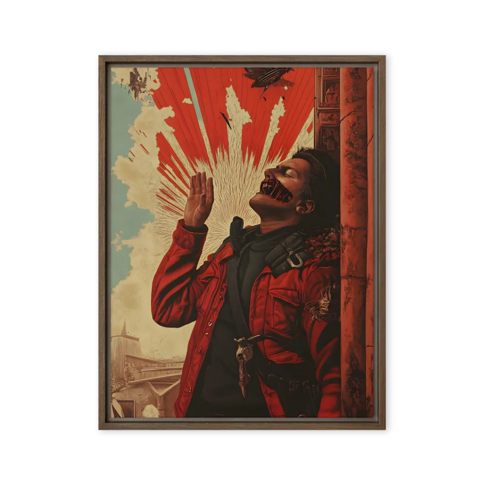 Defiant Echoes of Ruin | Canvas with Brown Frame | 24″×32″