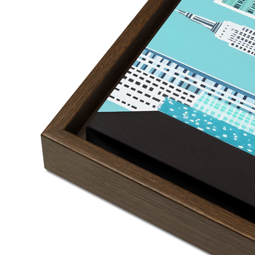 Urban Symphony: A Modern Cityscape | Canvas with Brown Frame | 12″×16″