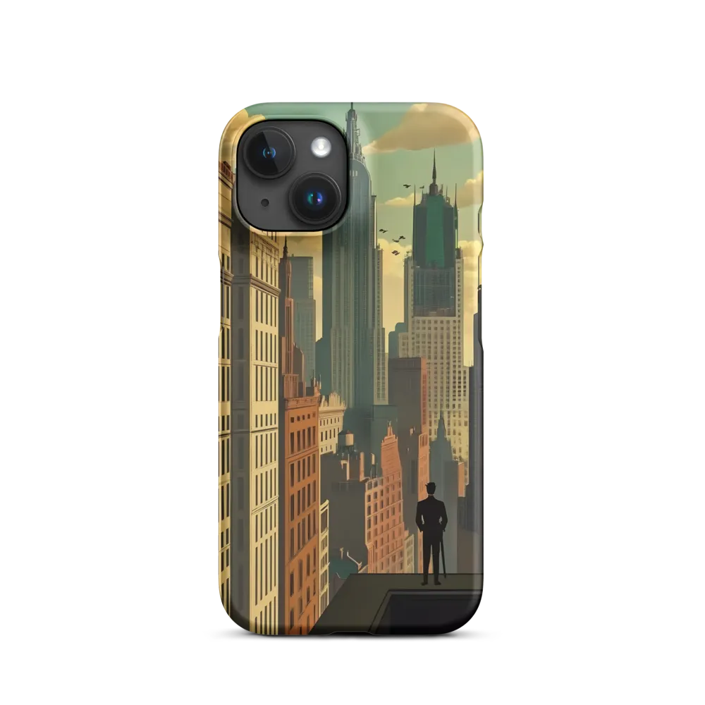 Urban Dreams: A Silhouette in Art Deco Cityscape