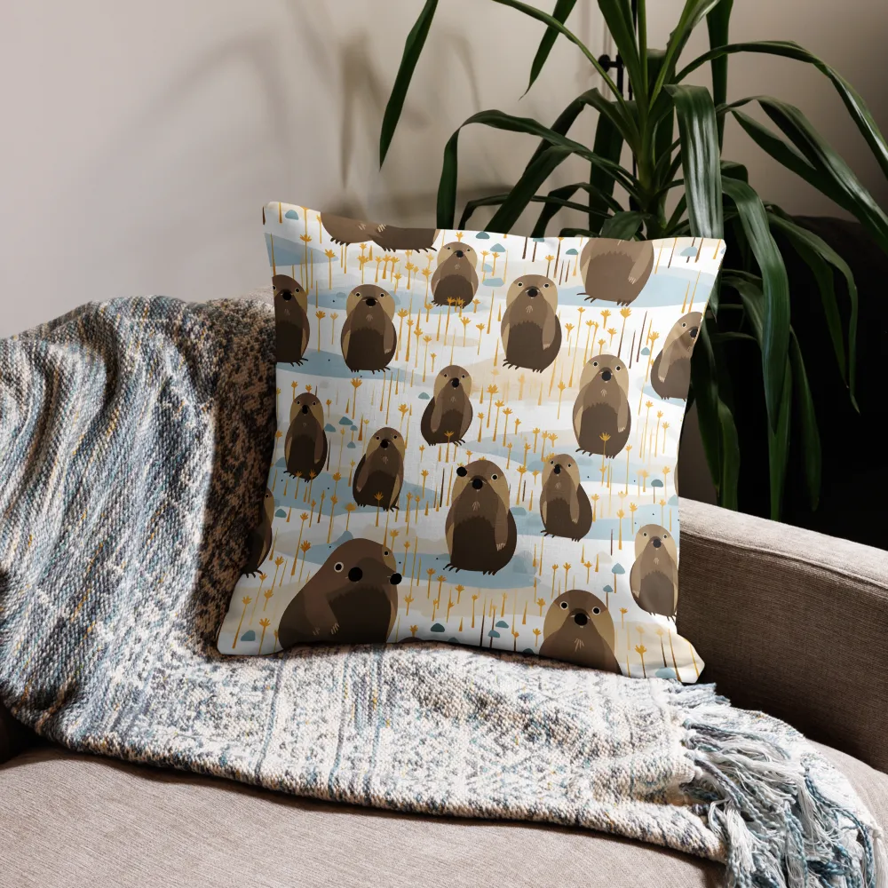 Whimsical Waters: A Celebration of Otters and Seals | Pillow & Pillow Case | Multiple Sizes