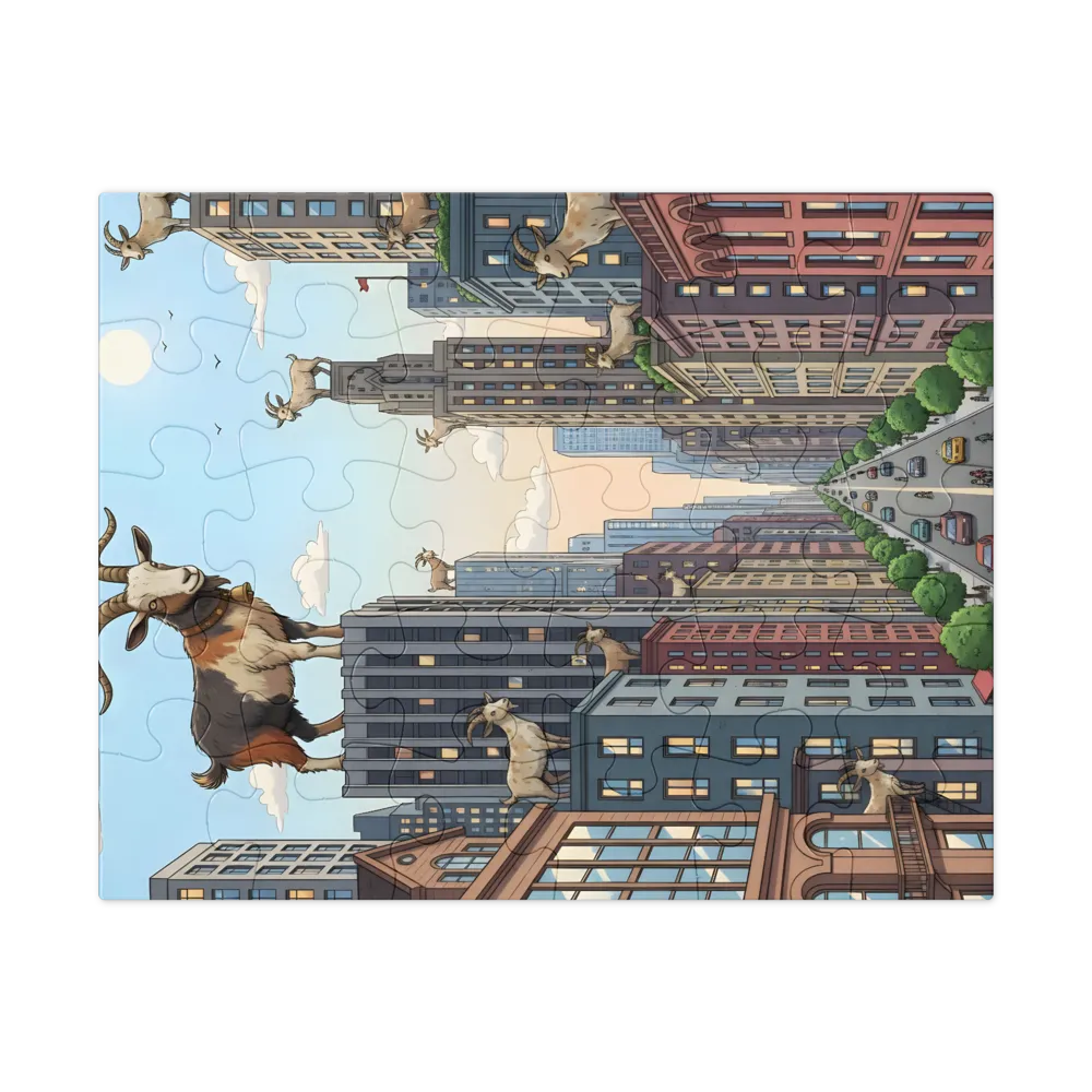 Rooftop Goats 
 Jigsaw Puzzle in Tin Box