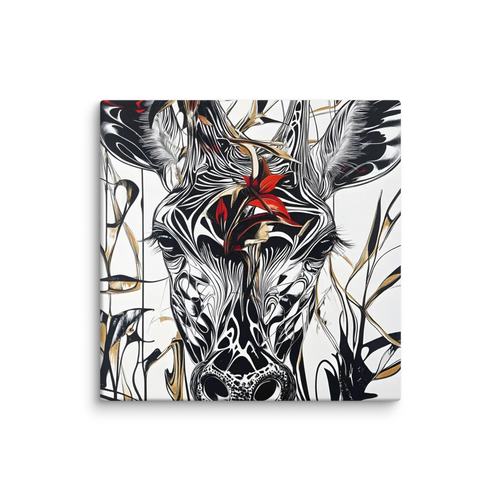 Floral Elegance: The Giraffe's Portrait | Canvas | 36″×36″