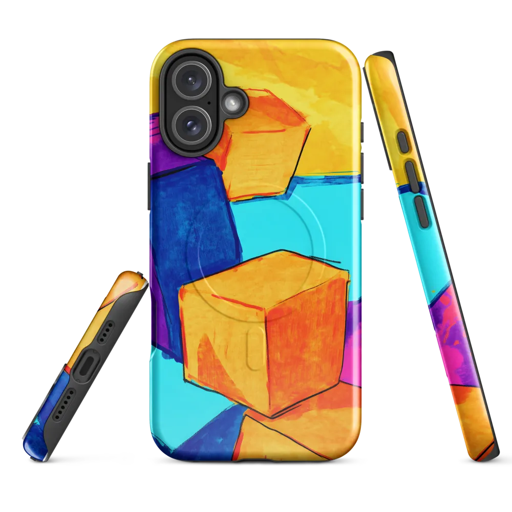 Playful Cubes in Vibrant Harmony | Phone Case |  16 Plus | MagSafe® Tough Case | Glossy