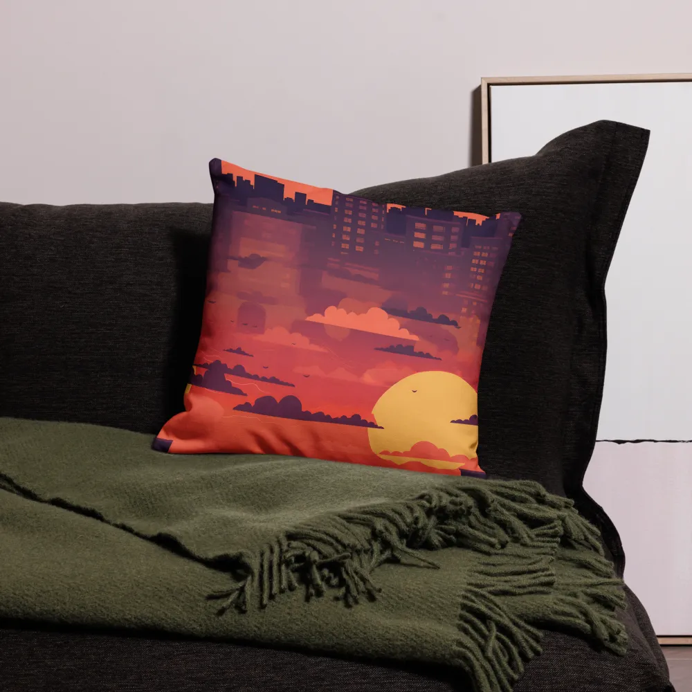 Serene Sunset Cityscape | Pillow | 18″×18″