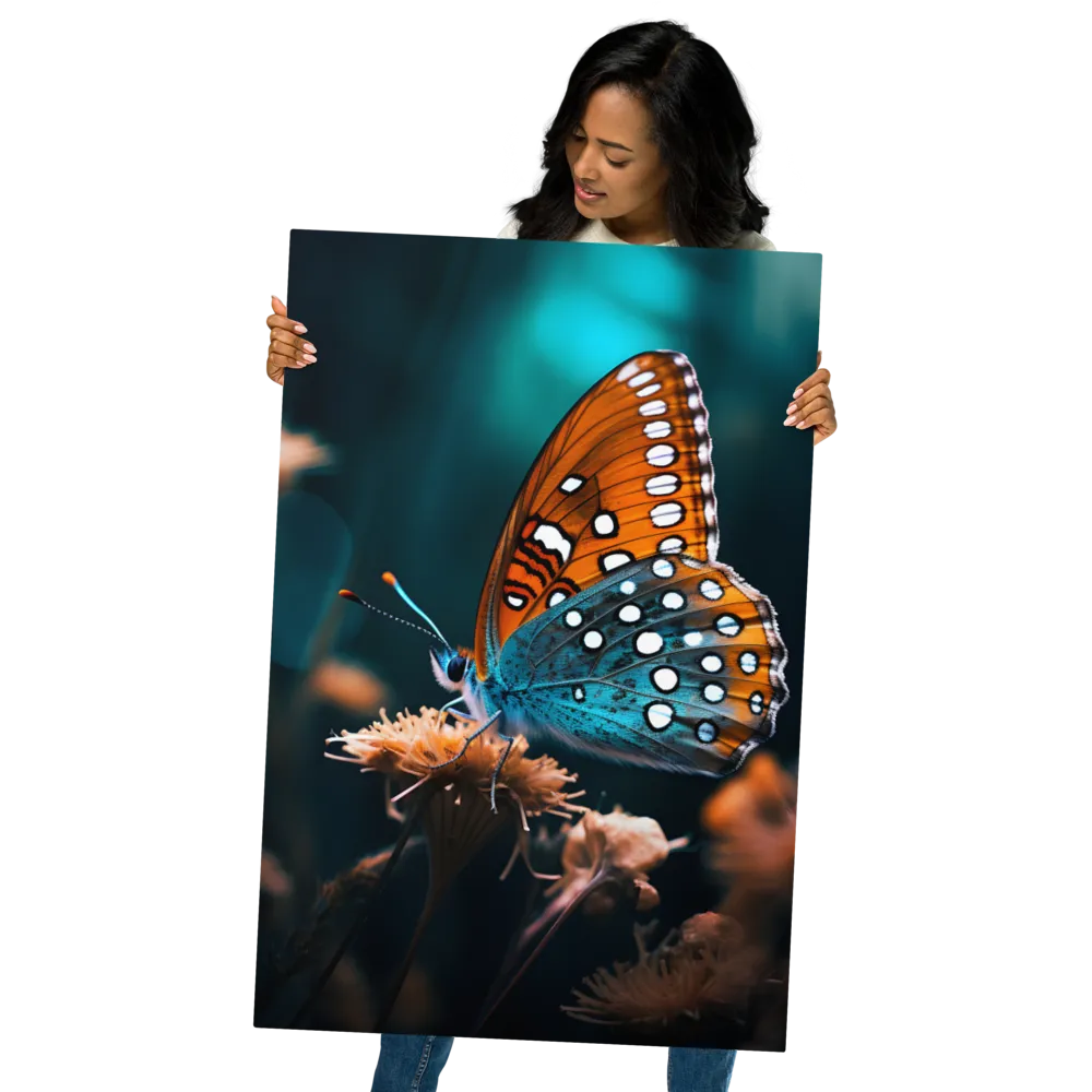 Whispers of Color: The Butterfly's Embrace | Metal Print | 24″×36″