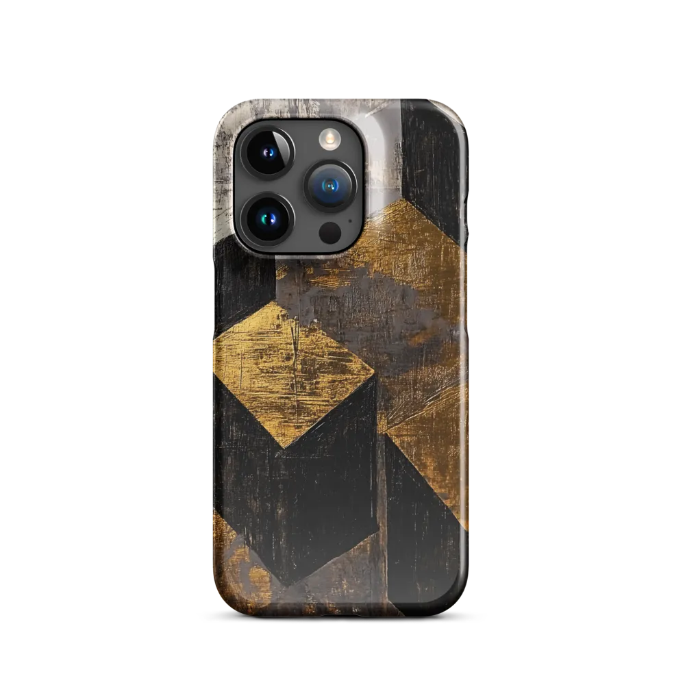 Geometric Harmony in Gold and Black | Phone Case |  15 Pro | Snap Case | Glossy