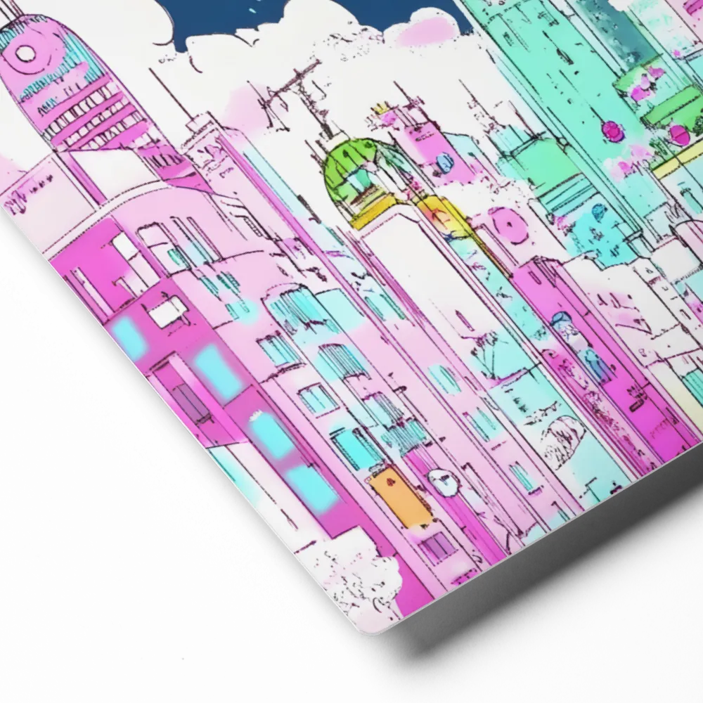 Futuristic Cityscape with Floating Structures | Metal Print | 8″×10″