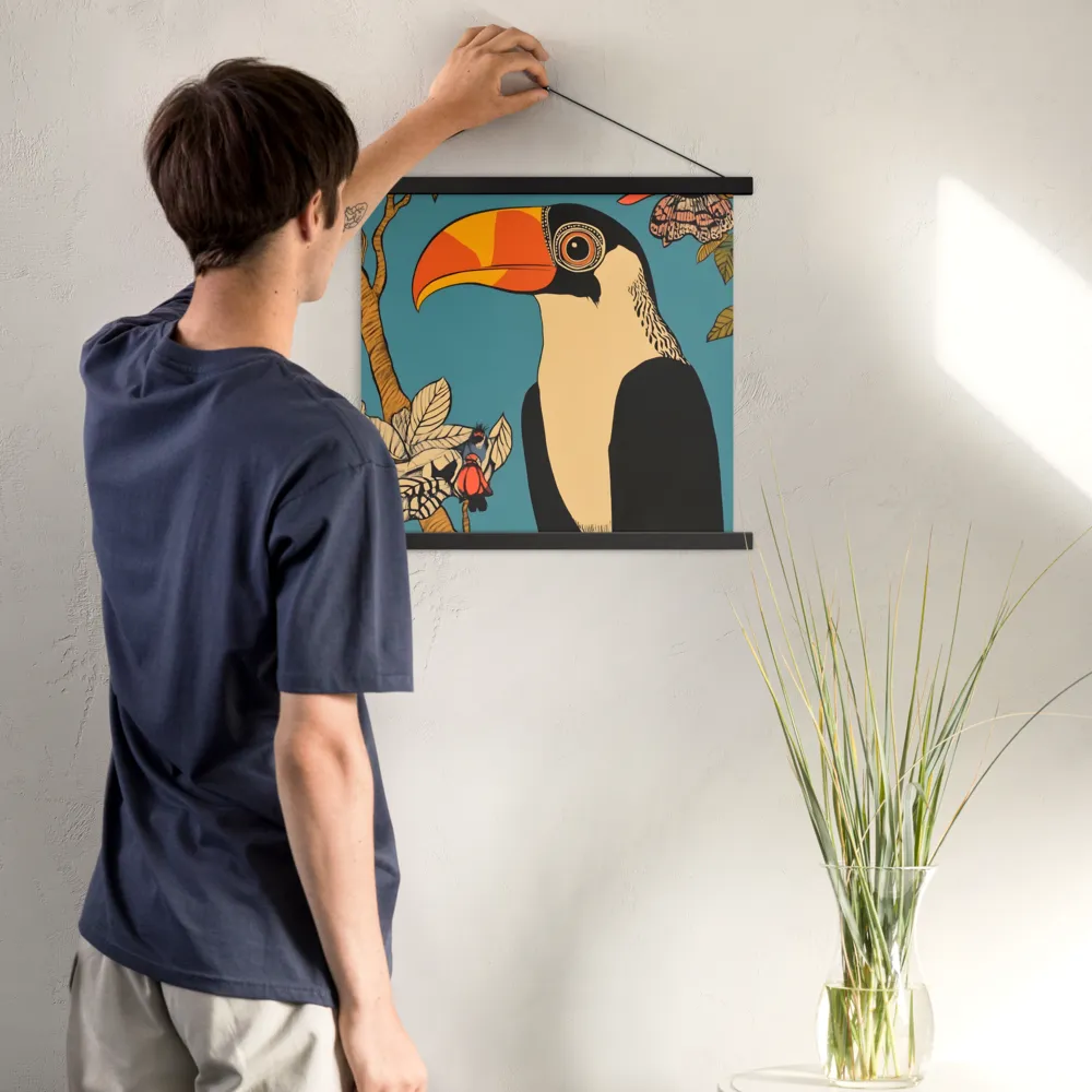 Tropical Majesty: The Toucan at Rest | Poster With Black Wood Hanger | 18″×18″