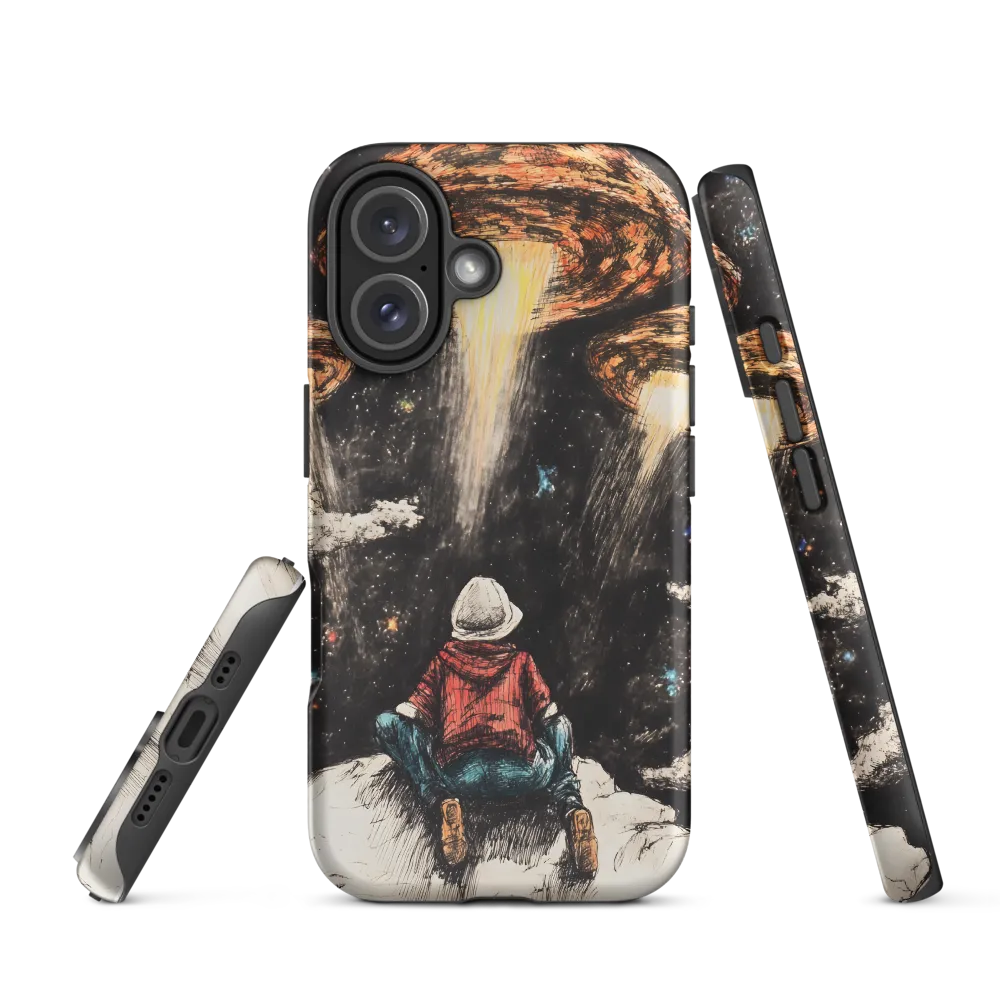 Gazing into the Unknown: A Child's Wonder in Space | Phone Case