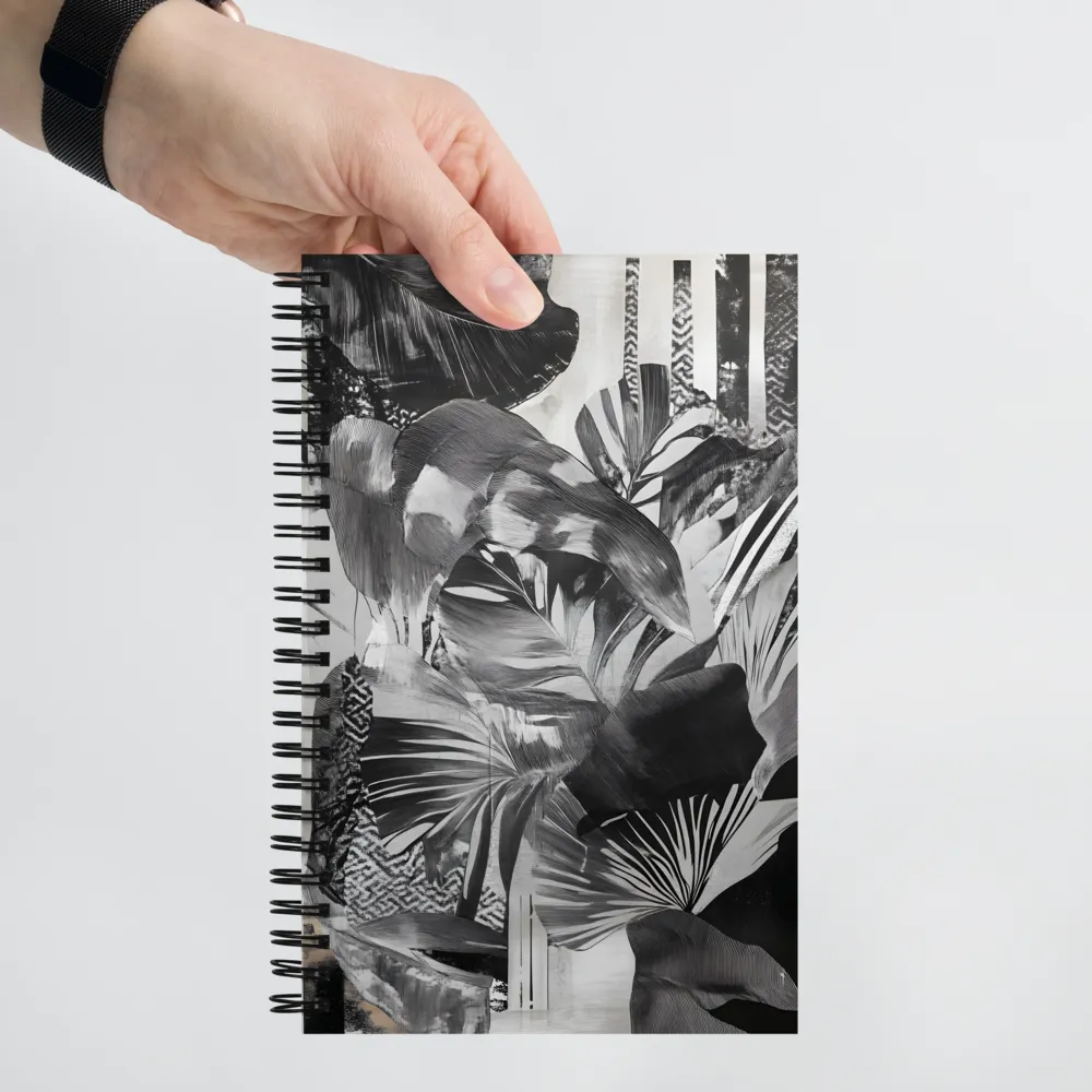 Monochrome Serenity in Tropical Foliage | Spiral Notebook