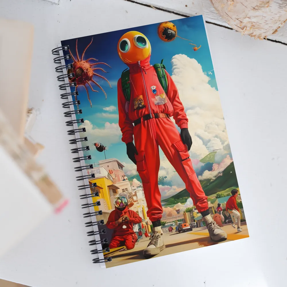 Whimsical Encounter in a Surreal Landscape | Spiral Notebook