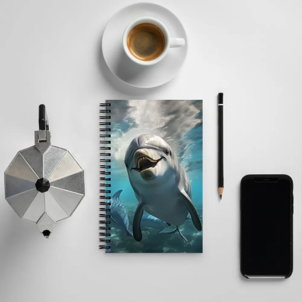 Beneath the Waves: A Dolphin's Dance | Spiral Notebook