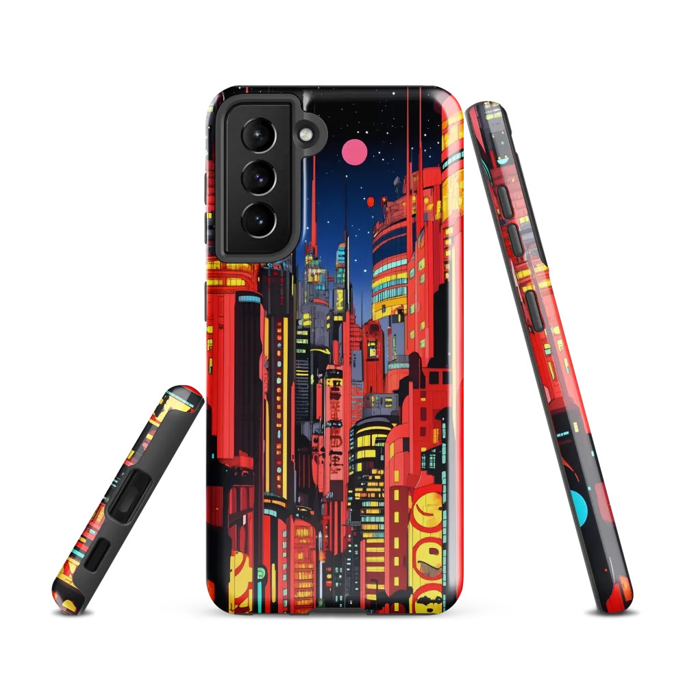 Neon Dreams: A Cyberpunk Cityscape | Phone Case |  S21 | Tough Case | Glossy