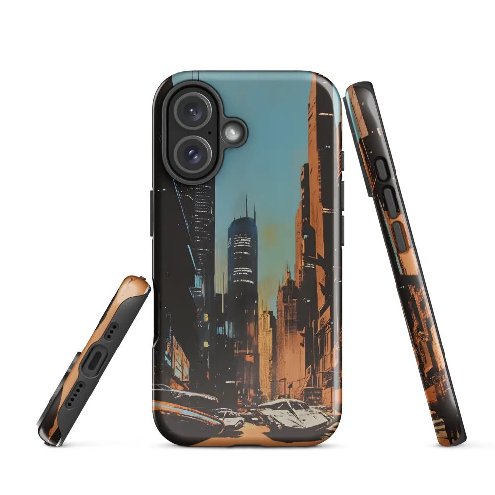 Futuristic Cityscape in Blue and Orange
