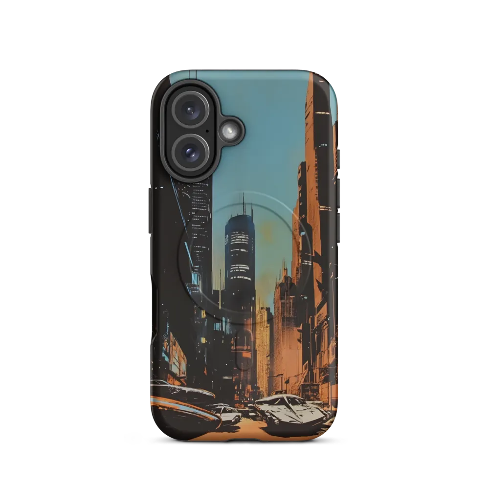 Futuristic Cityscape in Blue and Orange