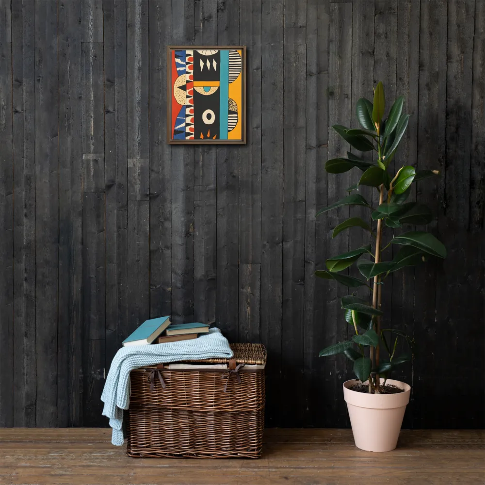 Playful Geometry: A Modern Abstract Exploration | Canvas with Brown Frame | 11″×14″