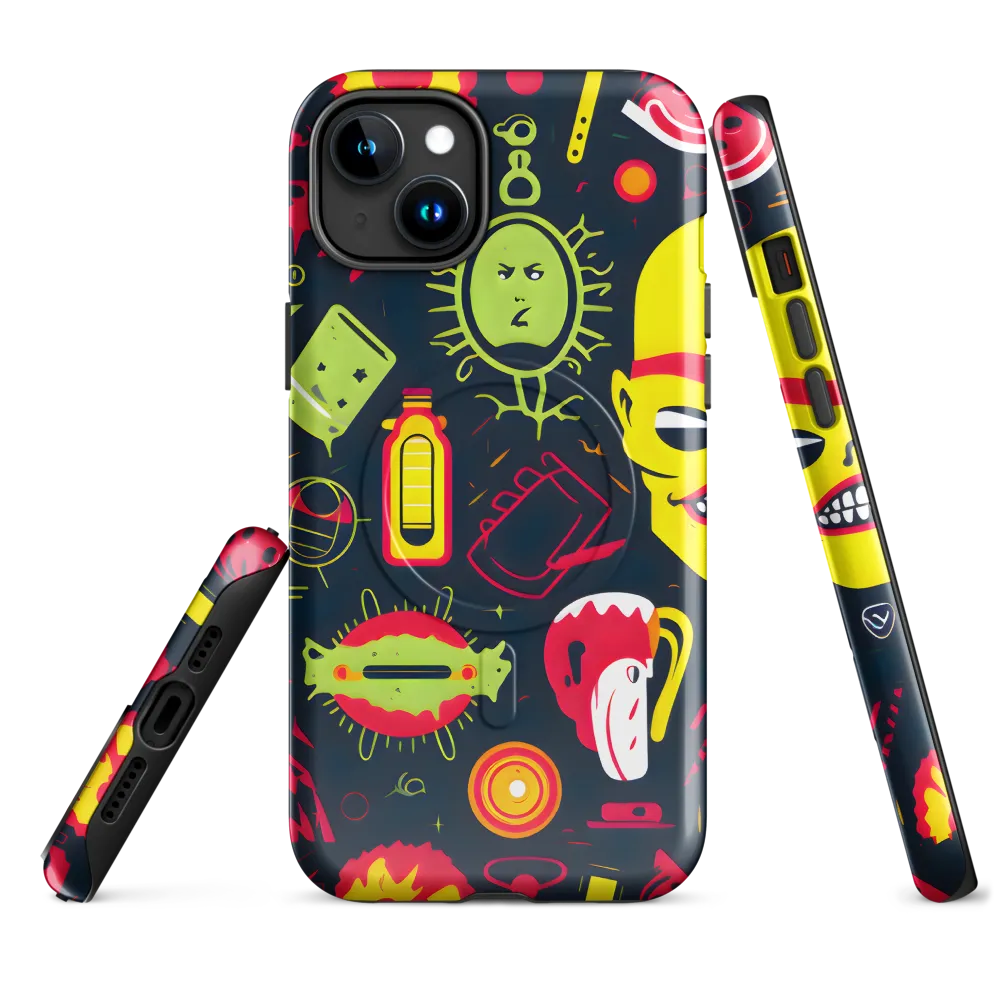 Neon Revelry: A Quirky Exploration of Modern Pop Art | Phone Case |  15 Plus | MagSafe® Tough Case | Glossy