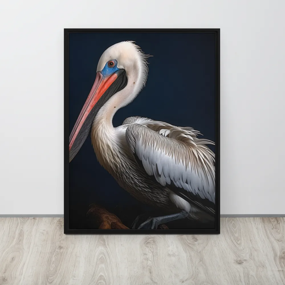 Majestic Pelican Portrait | Canvas with Black Frame | 24″×32″
