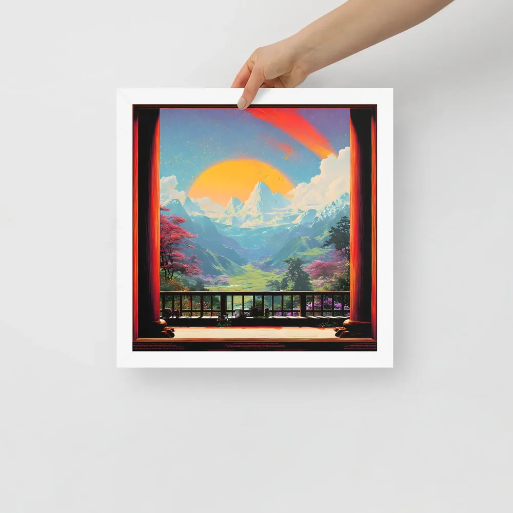 Golden Mountain Vista 
 Poster with White Frame | 14″x 14″