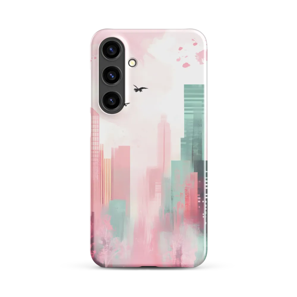 Dreamy Cityscape in Pink and Cyan