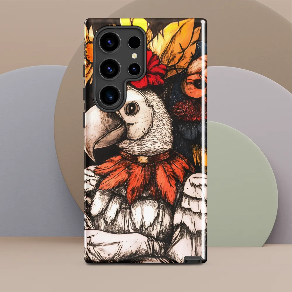 The Surreal Guardian: A Dance of Feathers and Flowers