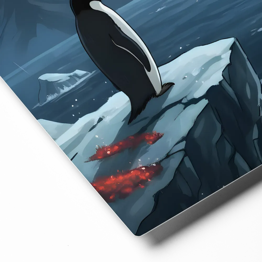 Stormwatch Penguin 
 Metal Print | 12″x 12″