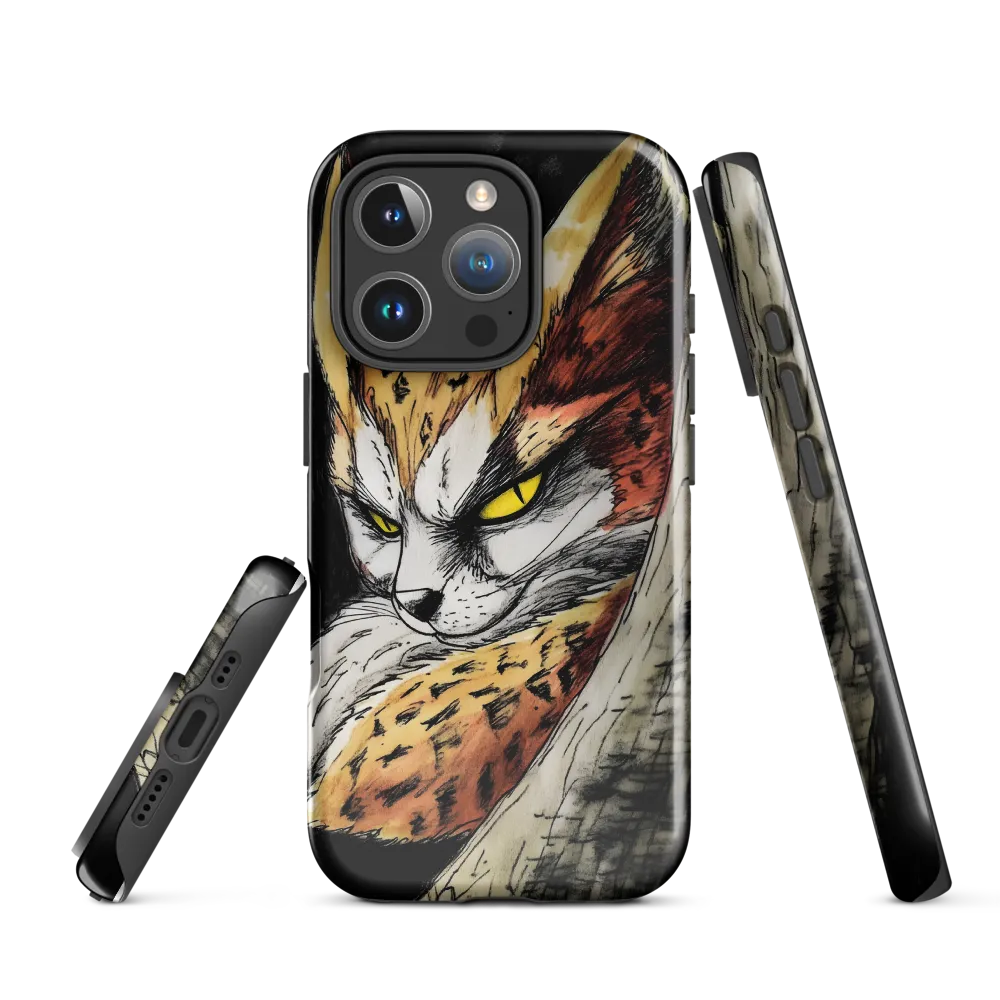 Fierce Gaze of the Wild Cat | Phone Case |  16 Pro | Tough Case | Glossy