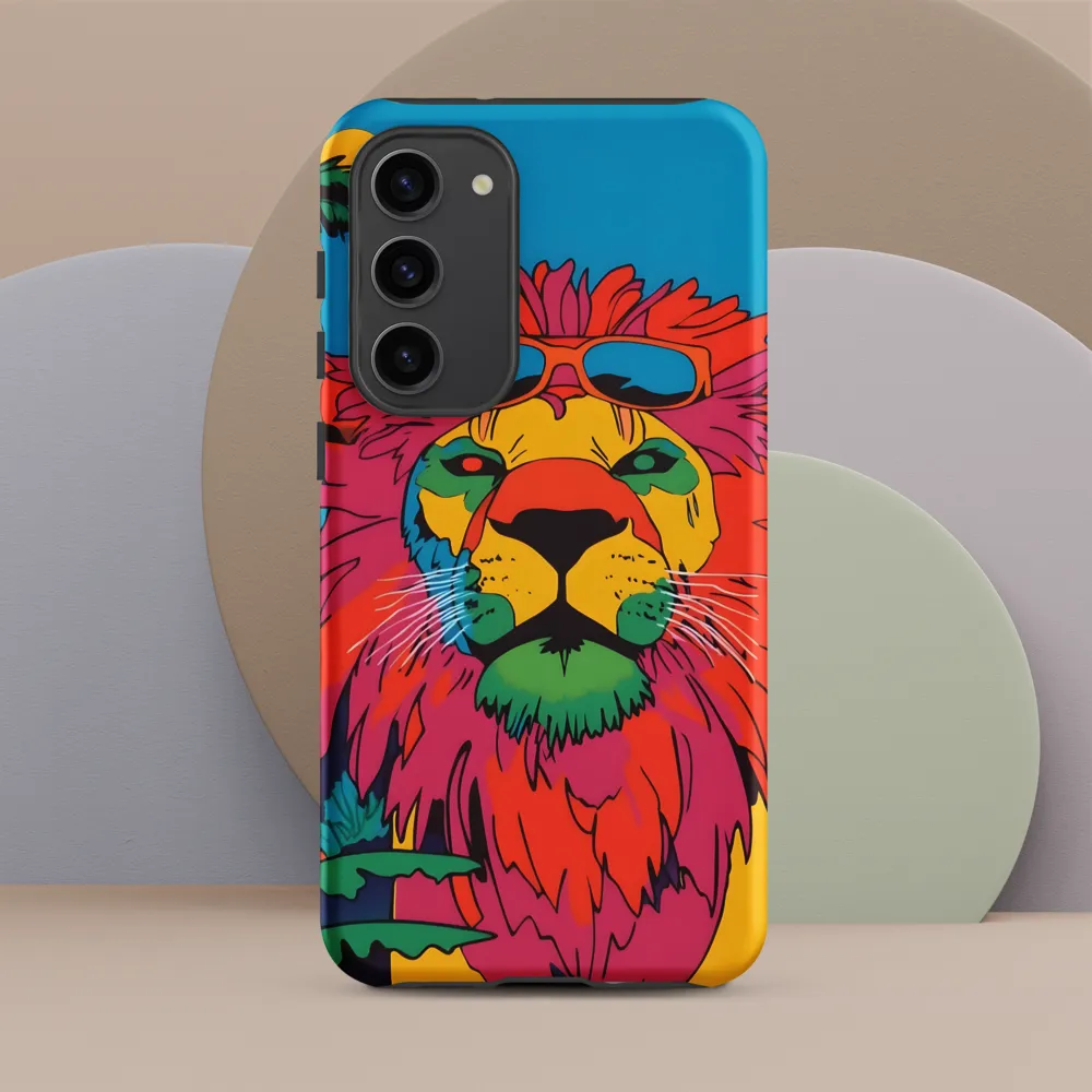 Lion with Sunglasses: A Vibrant Tropical Portrait