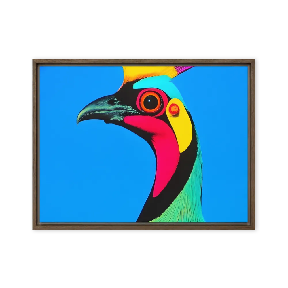 Whimsical Avian Portrait | Canvas with Brown Frame | 18″×24″