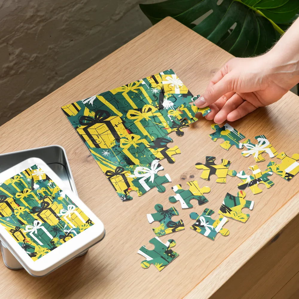 Gift Box Pattern 
 Jigsaw Puzzle in Tin Box