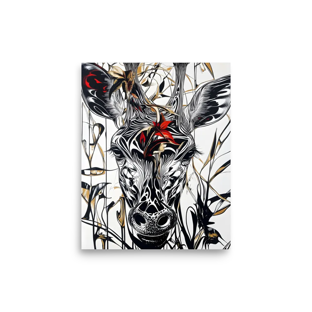Floral Elegance: The Giraffe's Portrait | Poster | 8″×10″