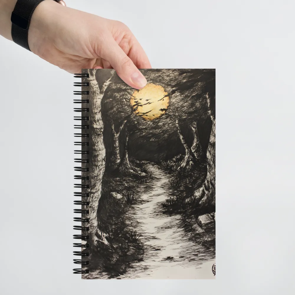 Moonlit Path Through the Enigmatic Forest | Spiral Notebook