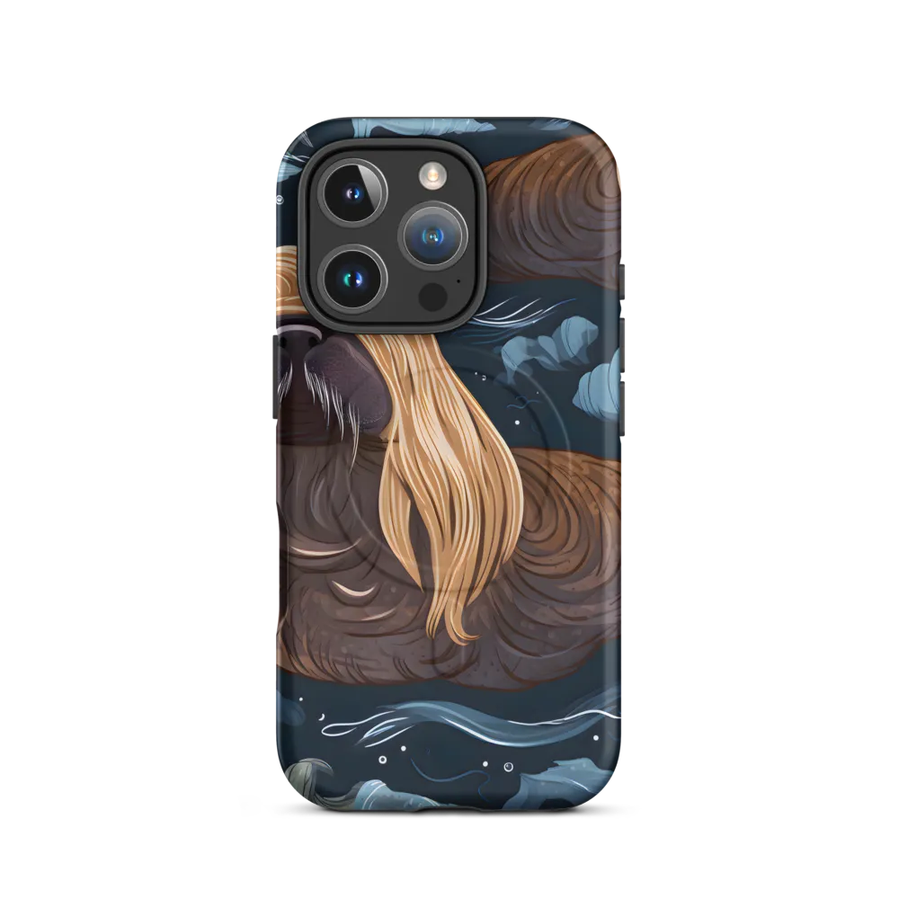 Whimsical Walruses in Deep Blue