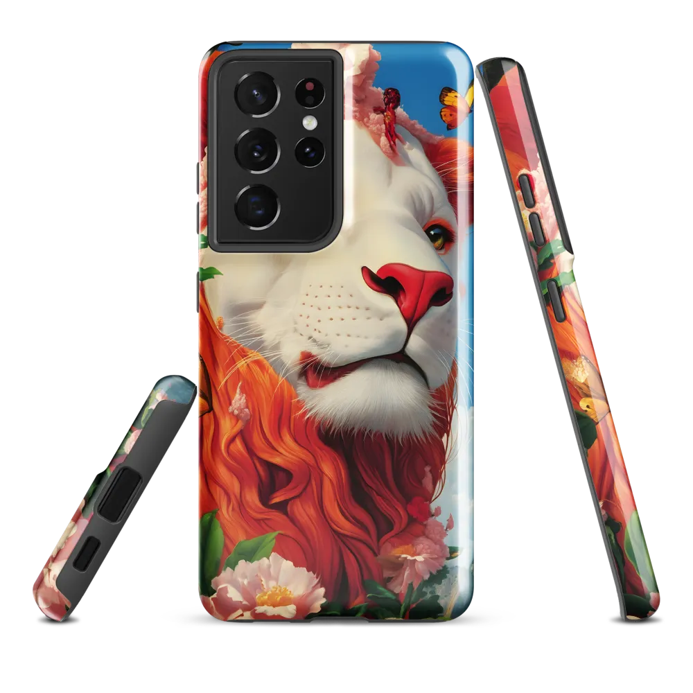 Majestic Lion Amidst Floral Splendor