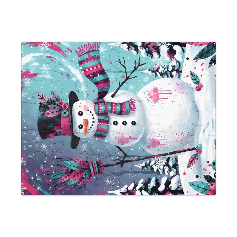 Whimsical Snowman 
 Jigsaw Puzzle in Tin Box