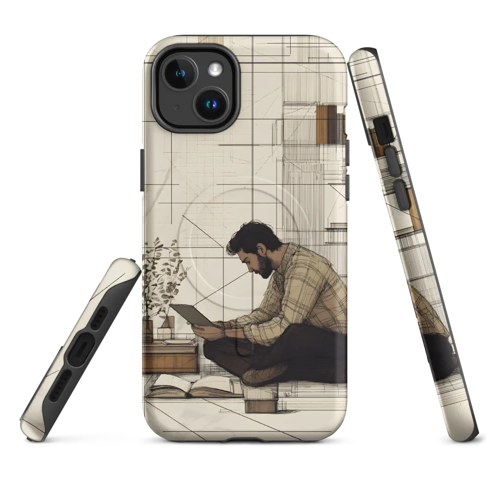 Quiet Reflections in Line | Phone Case |  14 Plus | MagSafe® Tough Case | Matte