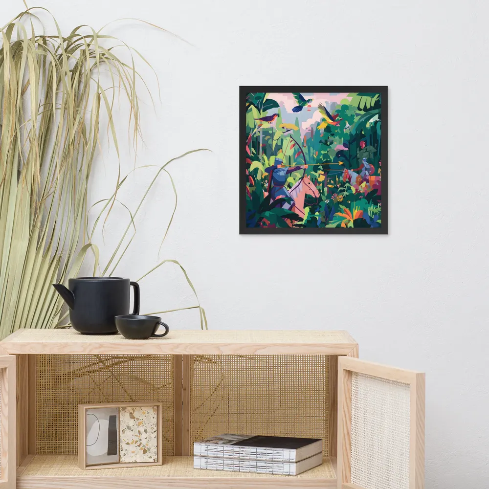 Jungle Archers 
 Poster with Black Frame | 16″x 16″